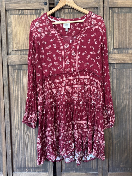 Knox Rose Dresses & Skirts - Knox Rose Floral Tunic Dress in Burgundy